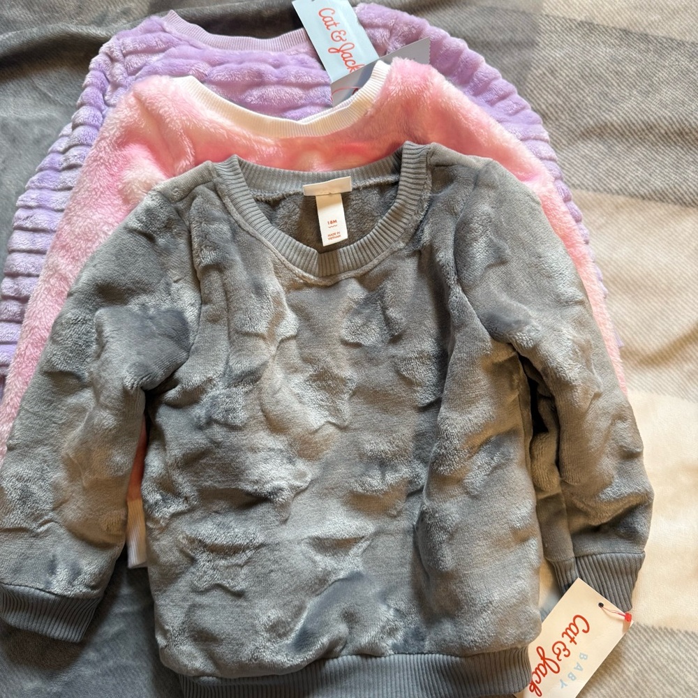 Cat & Jack Gray, Pink, and Purple Kids Sweaters